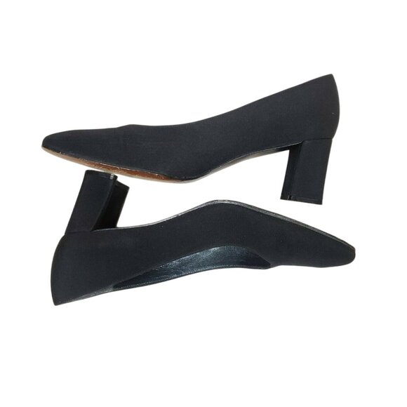 STUART WEITZMAN BLACK FABRIC BLOCK HEEL PUMPS 7 AA - Picture 7 of 9